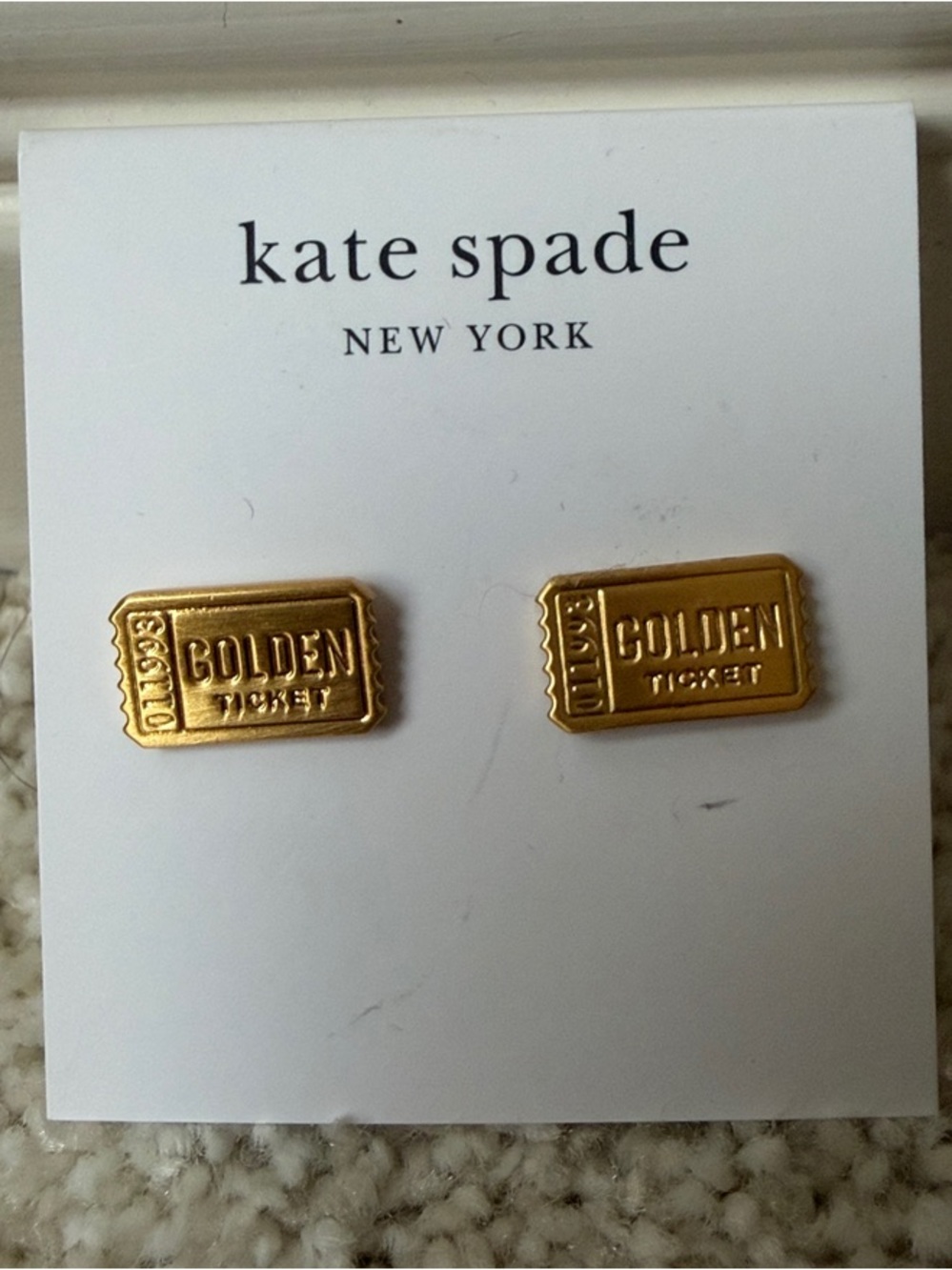 kate spade gold-tone ticket stud earrings